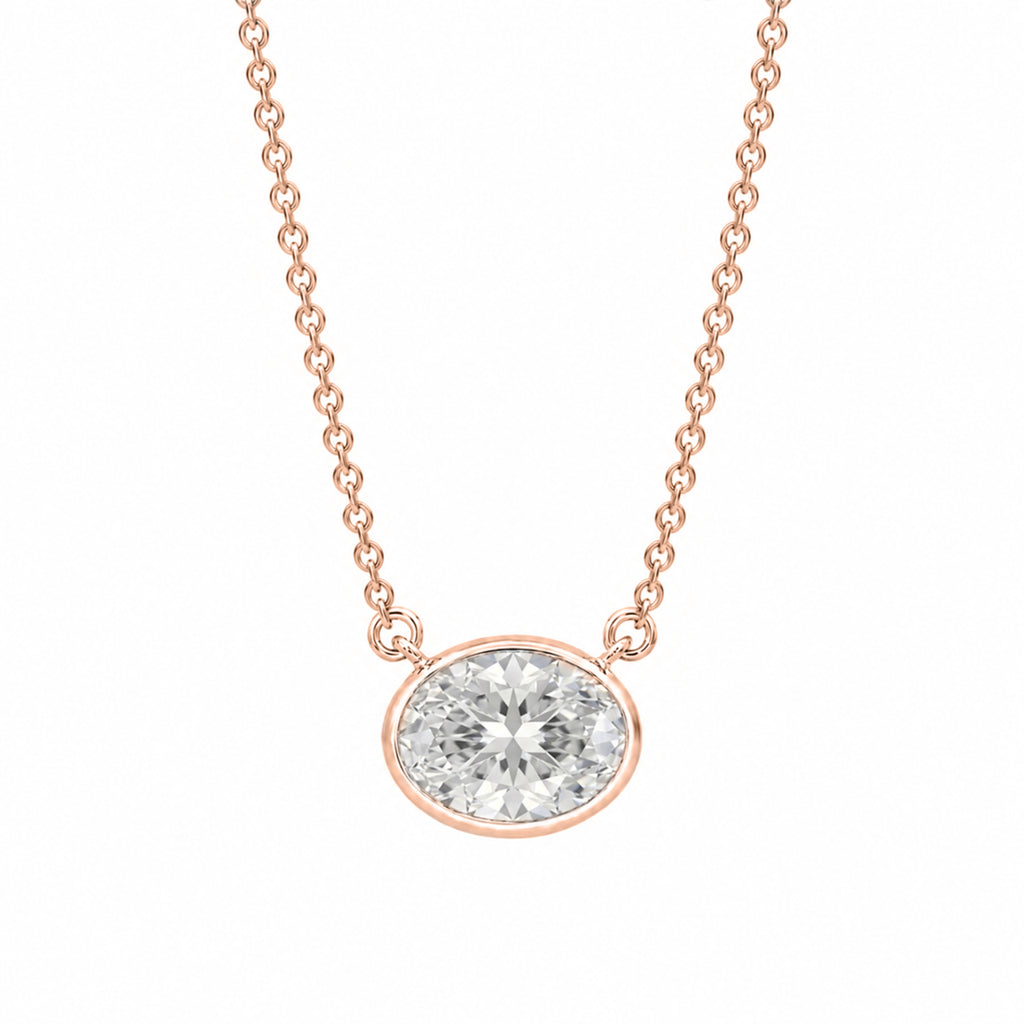 1-6 ctw Mixed Solitaire Bezel Pendant Necklace