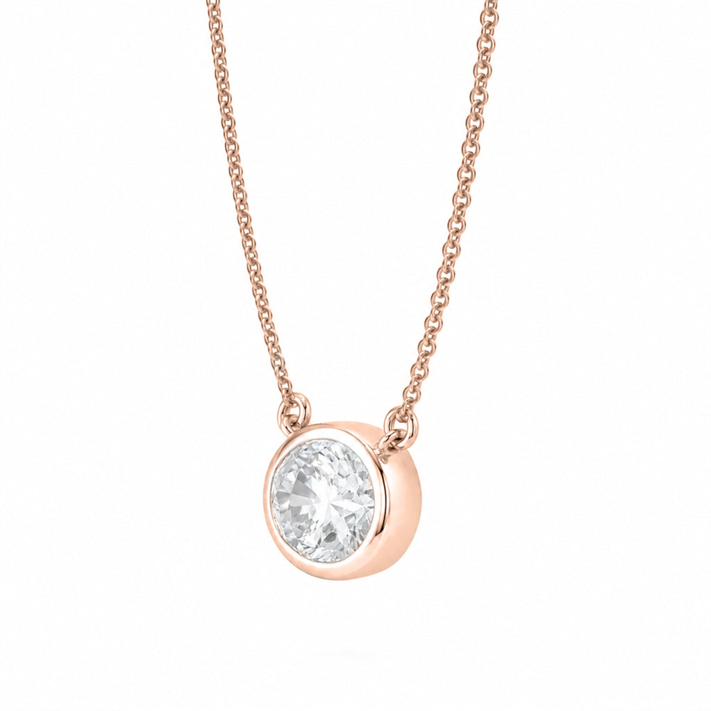 1-6 ctw Mixed Solitaire Bezel Pendant Necklace