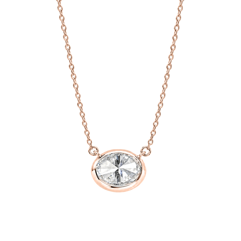 1-6 ctw Mixed Solitaire Bezel Pendant Necklace