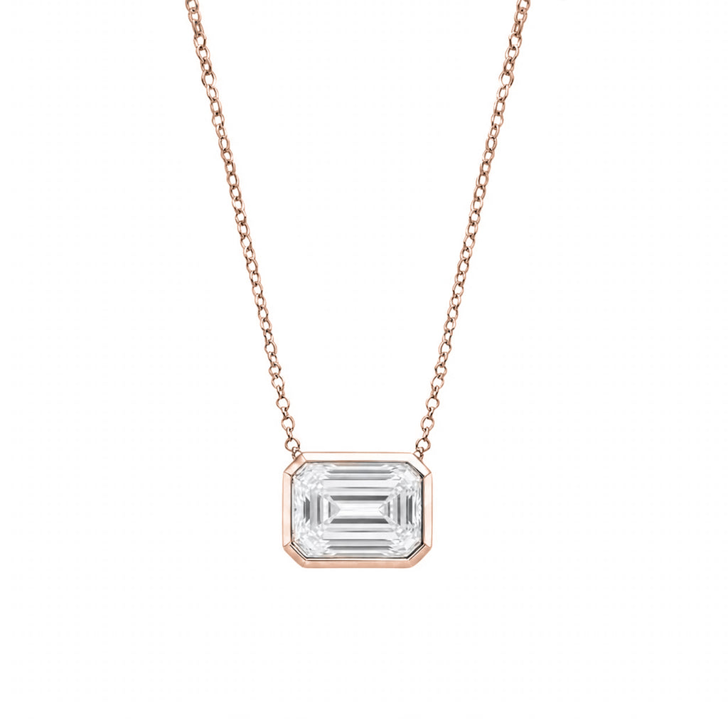 1-6 ctw Mixed Solitaire Bezel Pendant Necklace