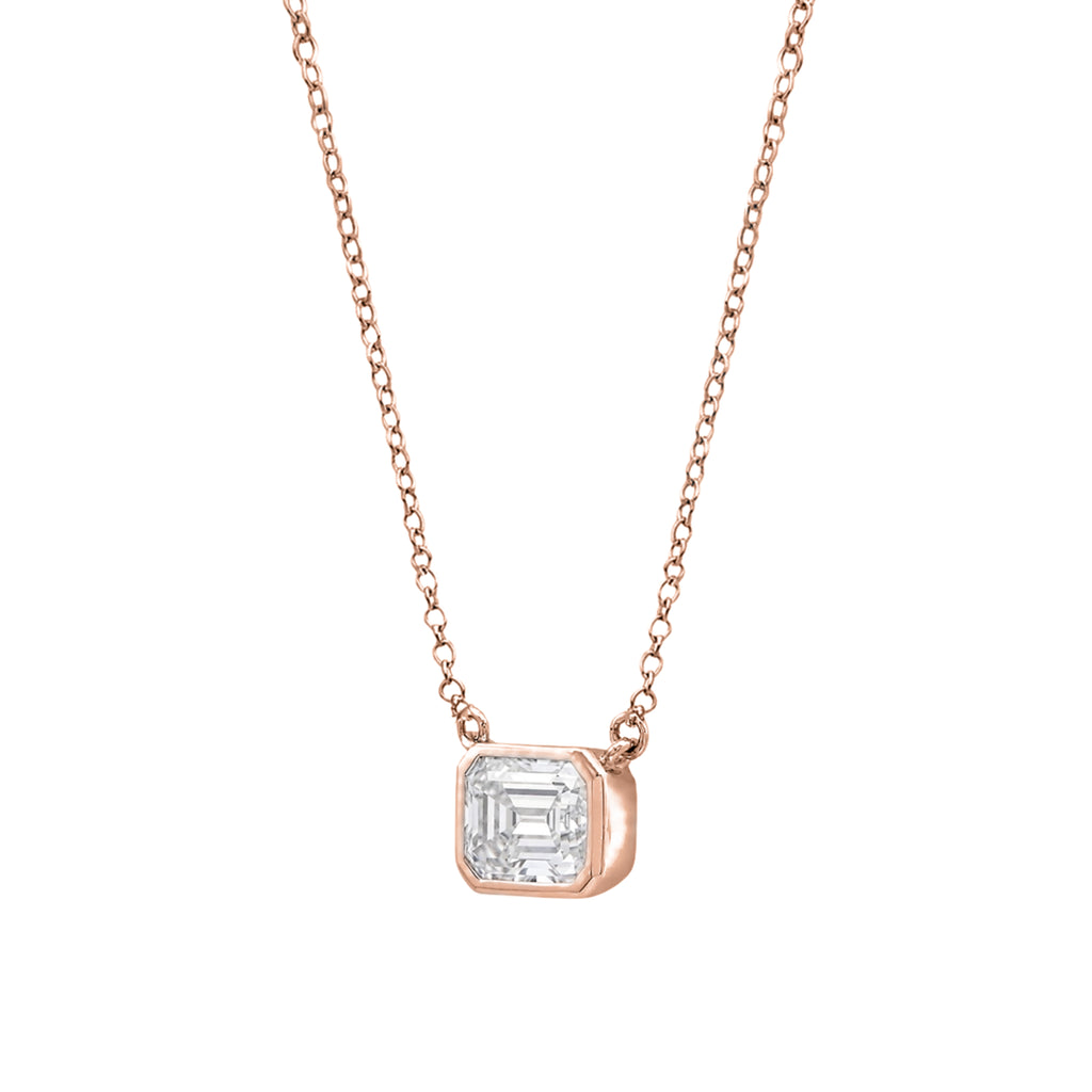 1-6 ctw Mixed Solitaire Bezel Pendant Necklace