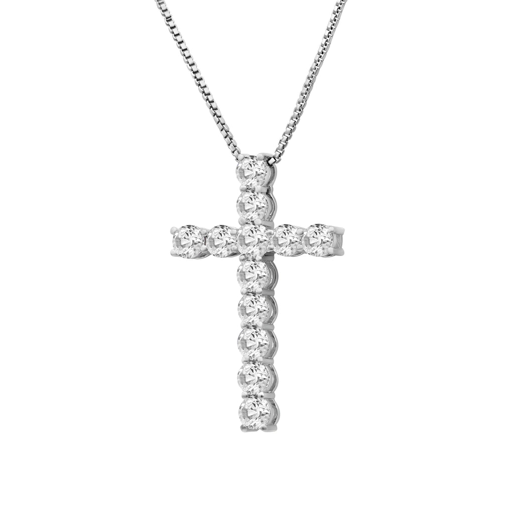 Diamonair Lab Grown Diamond (F/VS+) 1.00 carat Round cut Sterling Silver Cross Pendant - Sterling Silver | Gold over Silver