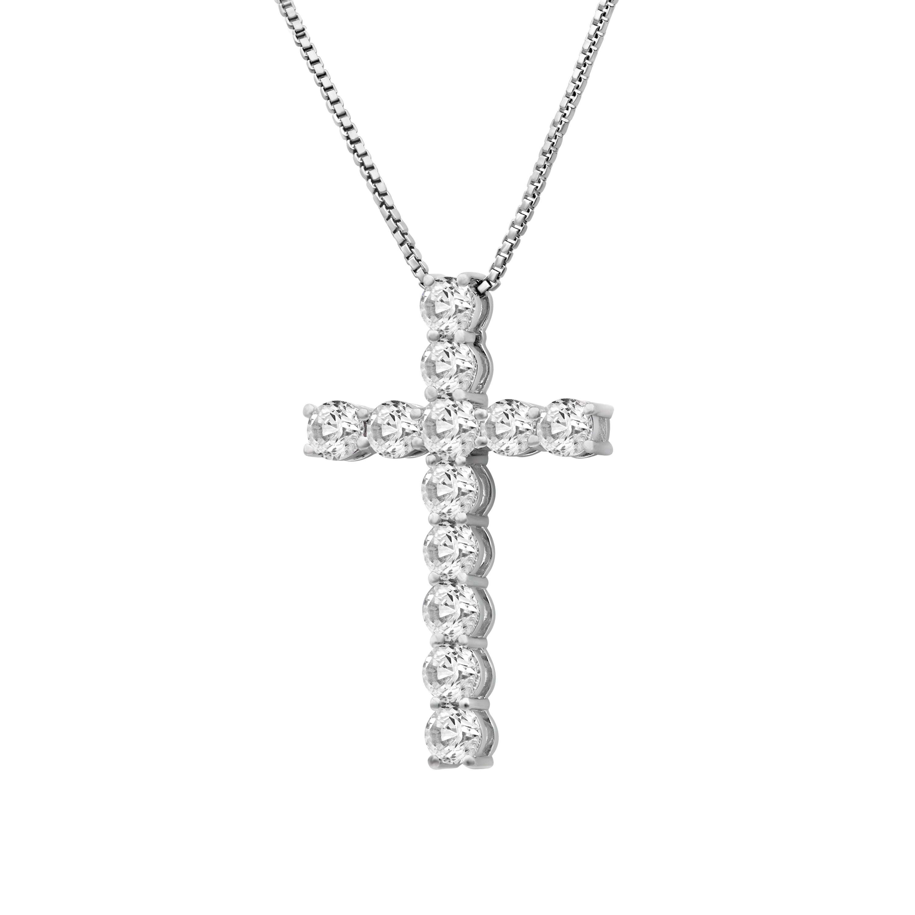 Diamonair Lab Grown Diamond (F/VS+) 1.00 carat Round cut Sterling Silver Cross Pendant - Sterling Silver | Gold over Silver
