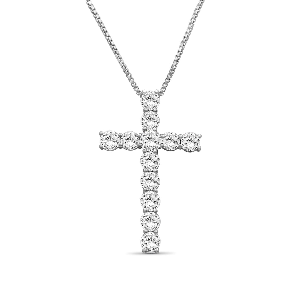 Diamonair Lab Grown Diamond (F/VS+) 1.00 carat Round cut Sterling Silver Cross Pendant - Sterling Silver | Gold over Silver