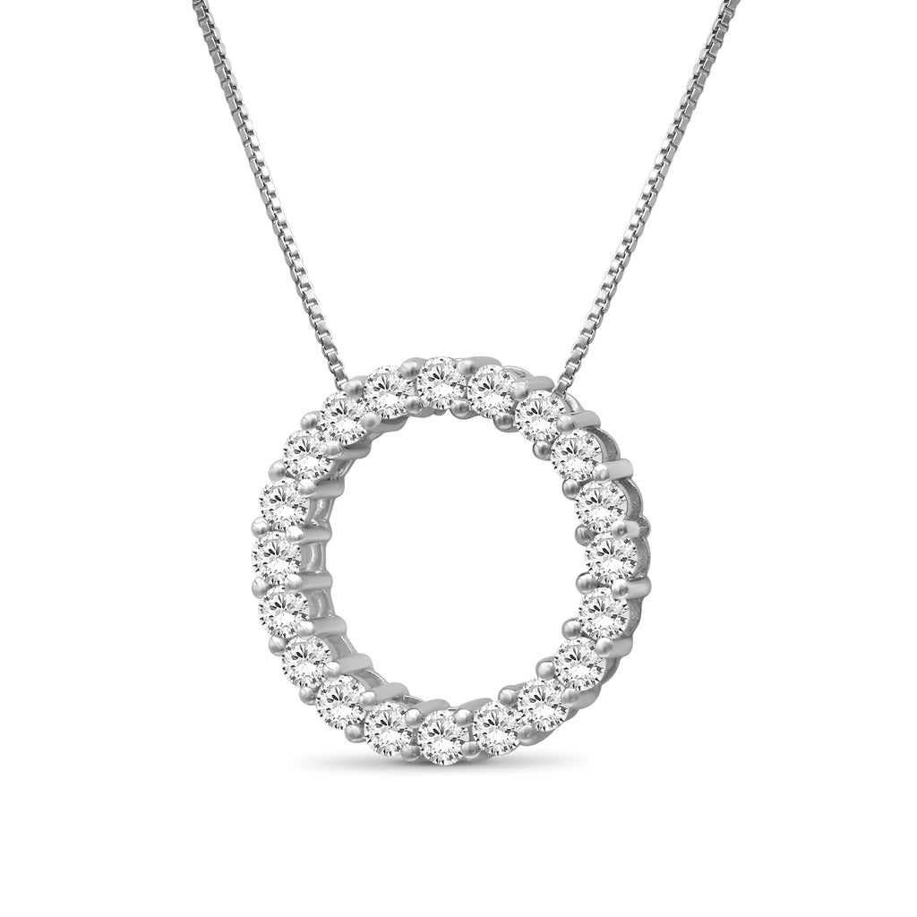 Diamonair Lab Grown Diamond (F/VS+) 1.00 carat Round cut Sterling Silver Circle Pendant - Sterling Silver | Gold over Silver