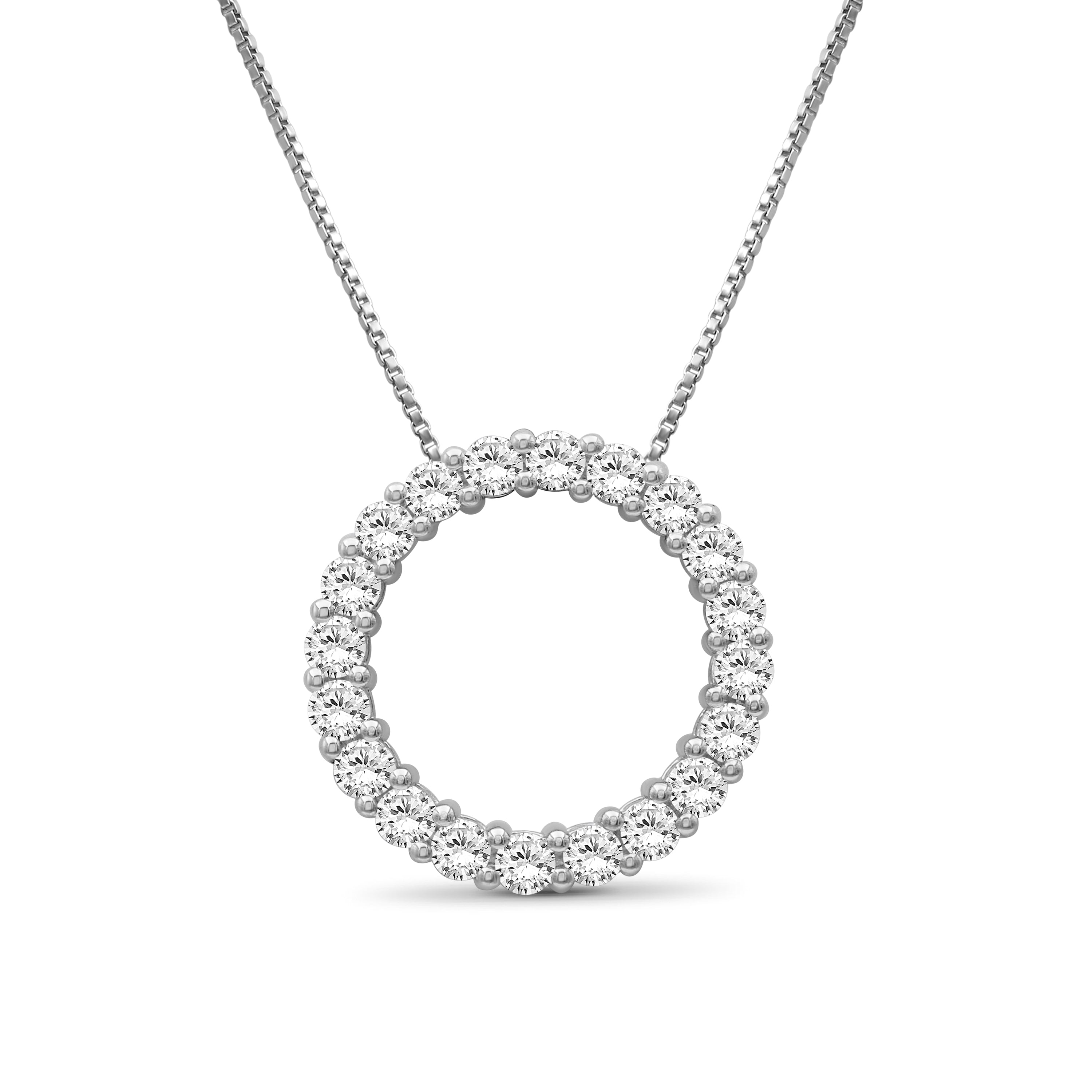 Diamonair Lab Grown Diamond (F/VS+) 1.00 carat Round cut Sterling Silver Circle Pendant - Sterling Silver | Gold over Silver