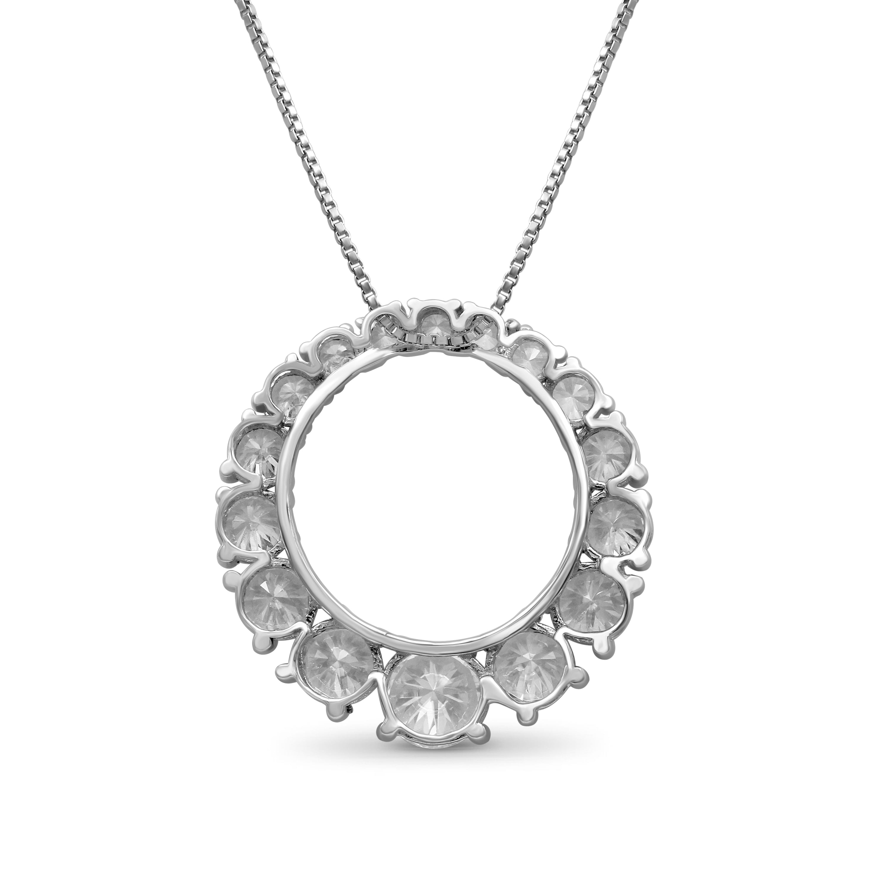 Diamonair Lab Grown Diamond (F/VS+) 2.00 carat Round cut Sterling Silver Circle Pendant - Sterling Silver | Gold over Silver