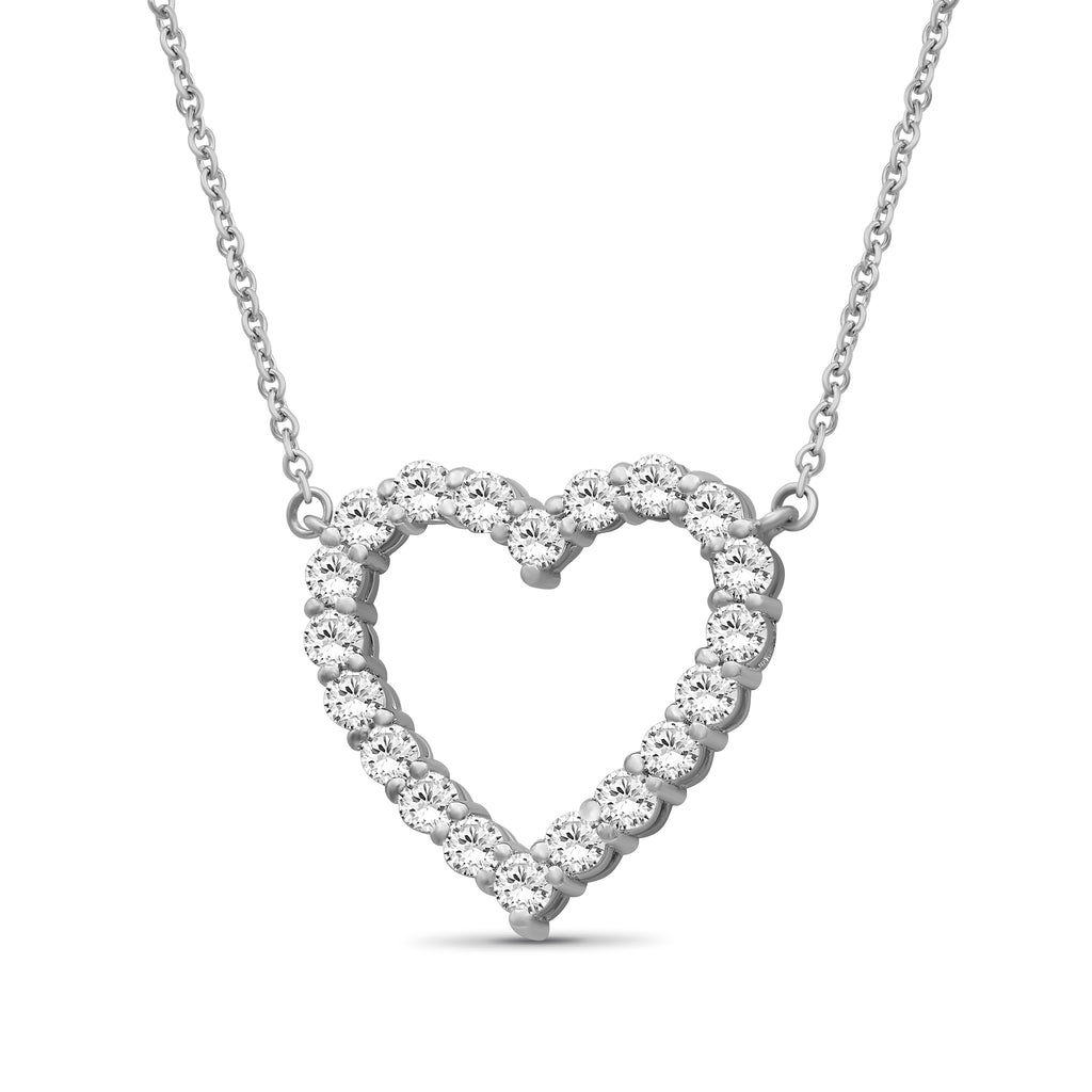 Diamonair Lab Grown Diamond (F/VS+) 1.00 carat Round cut Sterling Silver Heart Pendant - Sterling Silver | Gold over Silver