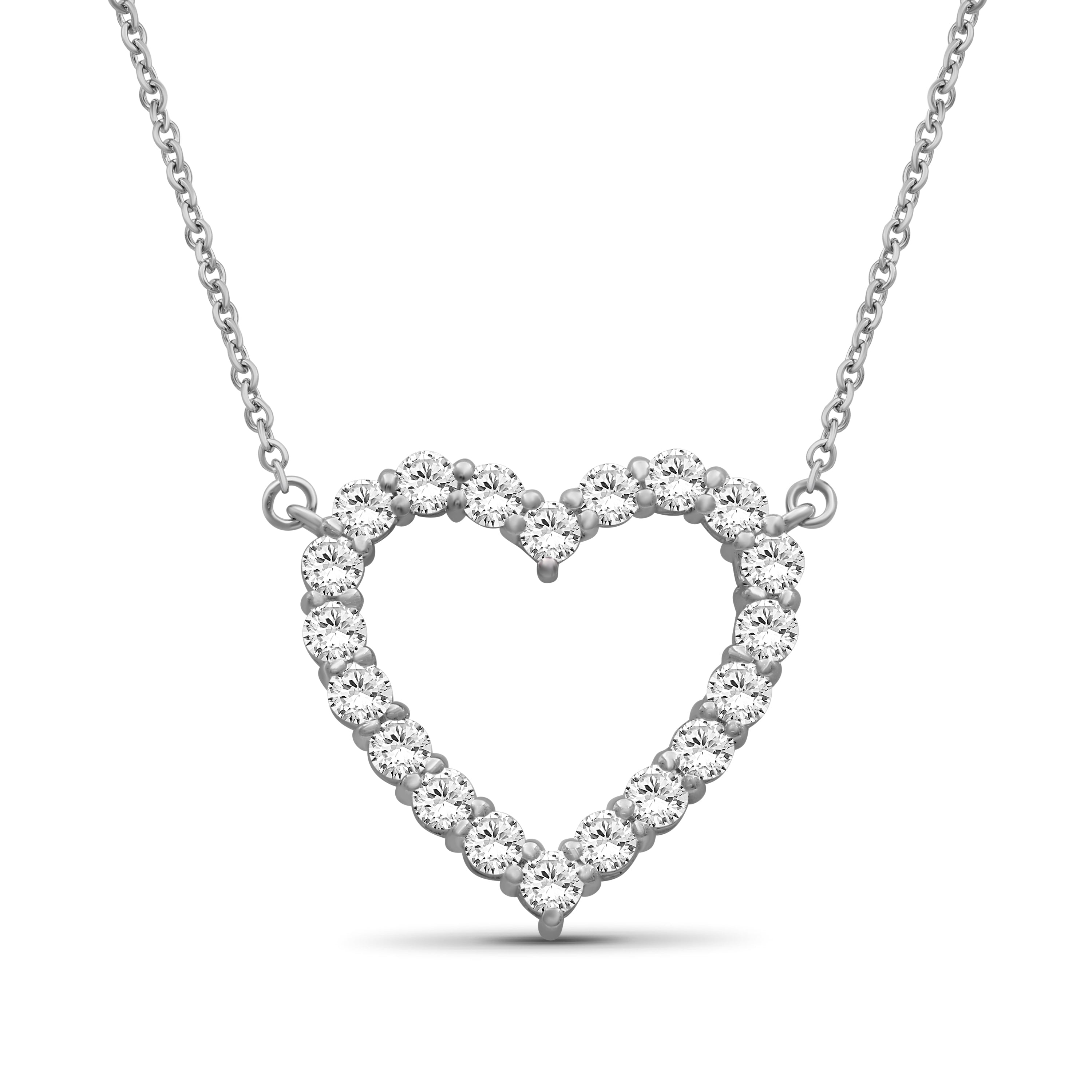 Diamonair Lab Grown Diamond (F/VS+) 1.00 carat Round cut Sterling Silver Heart Pendant - Sterling Silver | Gold over Silver