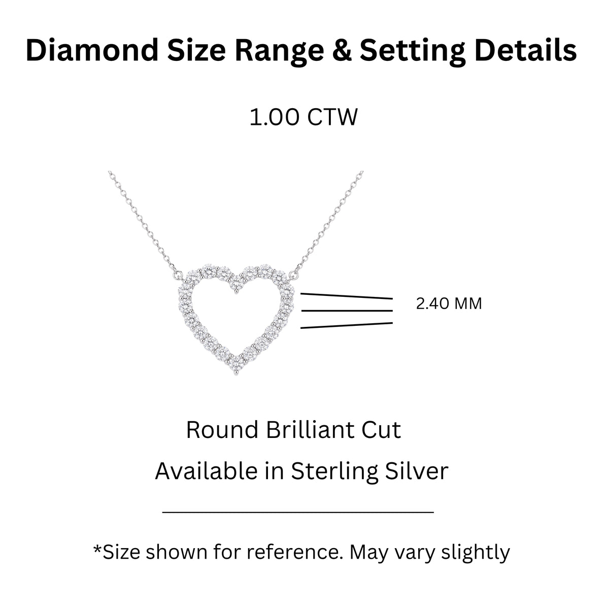 Diamonair Lab Grown Diamond (F/VS+) 1.00 carat Round cut Sterling Silver Heart Pendant - Sterling Silver | Gold over Silver