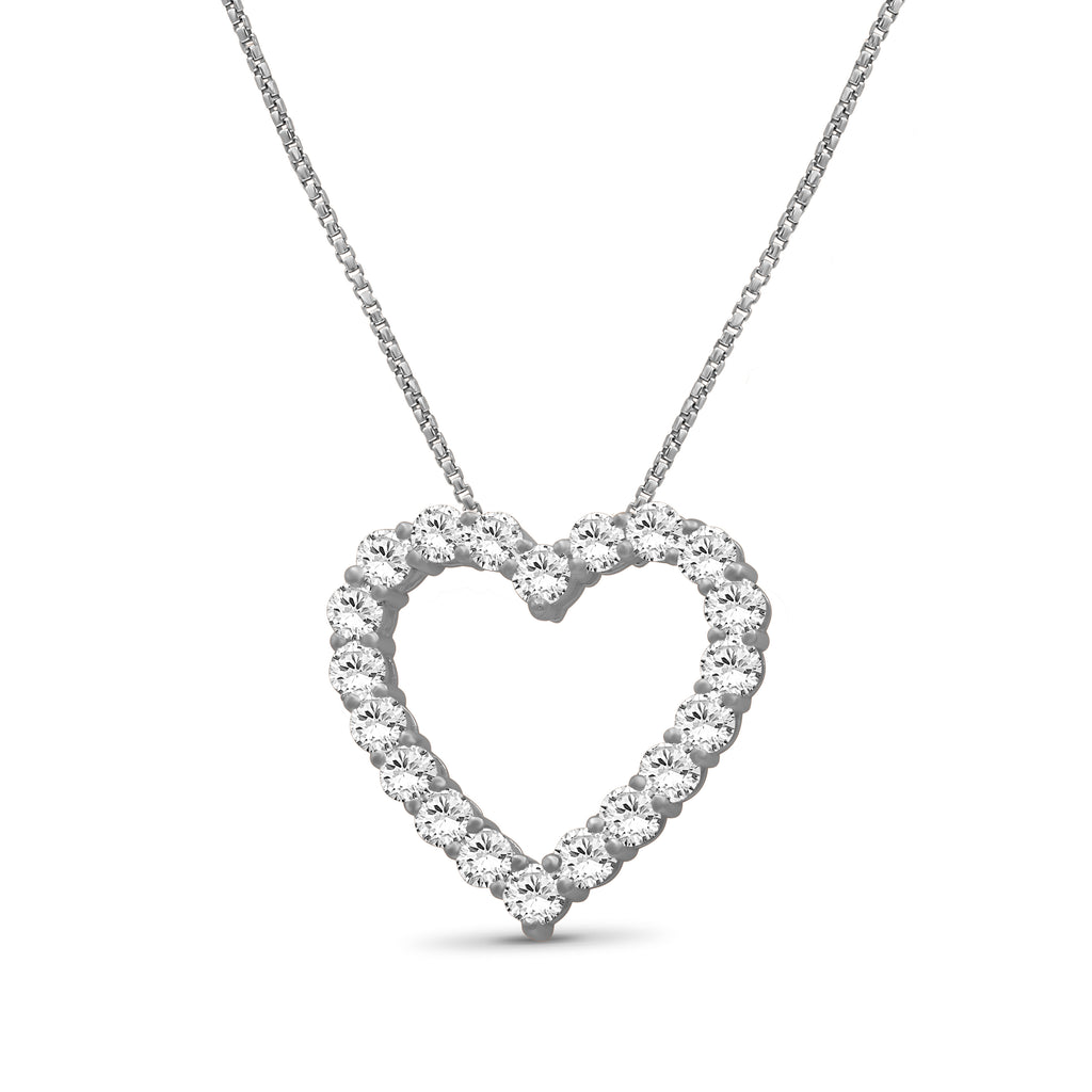 Diamonair Lab Grown Diamond (F/VS+) 2.00 carat Round cut Sterling Silver Heart Pendant - Sterling Silver | Gold over Silver