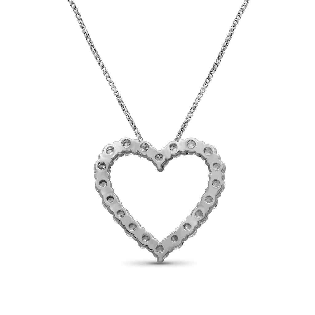 Diamonair Lab Grown Diamond (F/VS+) 2.00 carat Round cut Sterling Silver Heart Pendant - Sterling Silver | Gold over Silver