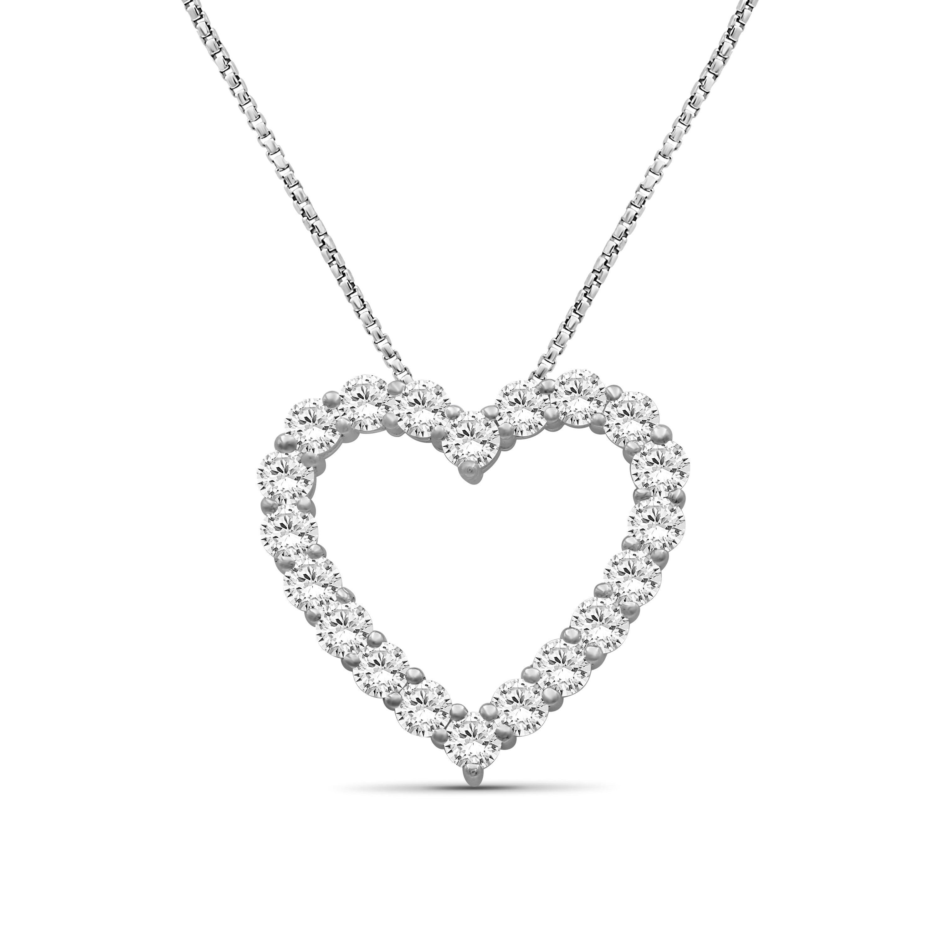 Diamonair Lab Grown Diamond (F/VS+) 2.00 carat Round cut Sterling Silver Heart Pendant - Sterling Silver | Gold over Silver