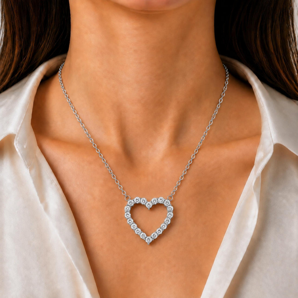 Diamonair Heart Pendant Set - Lab Grown Diamond Sterling Silver Heart Pendant