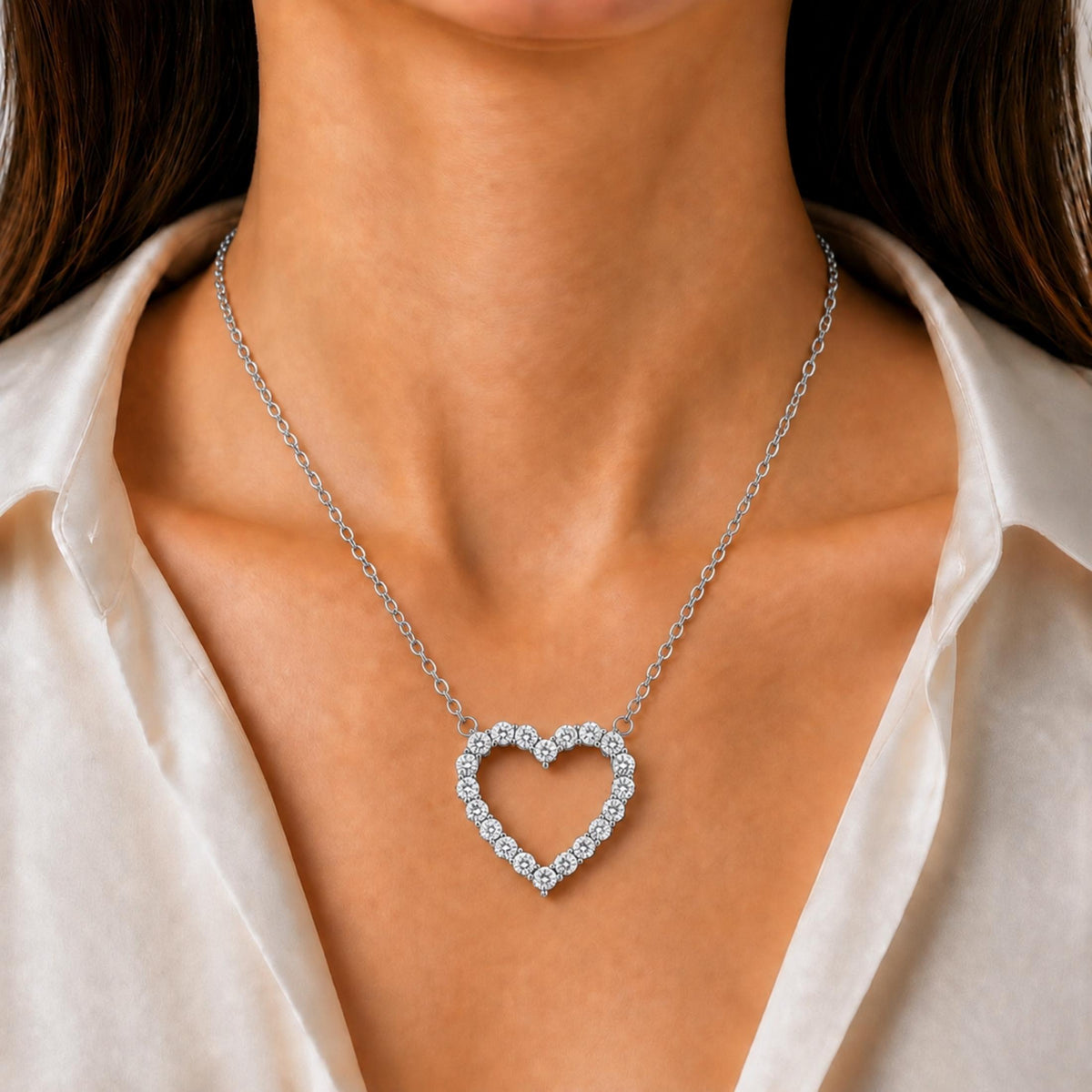 Diamonair Heart Pendant Set - Lab Grown Diamond Sterling Silver Heart Pendant