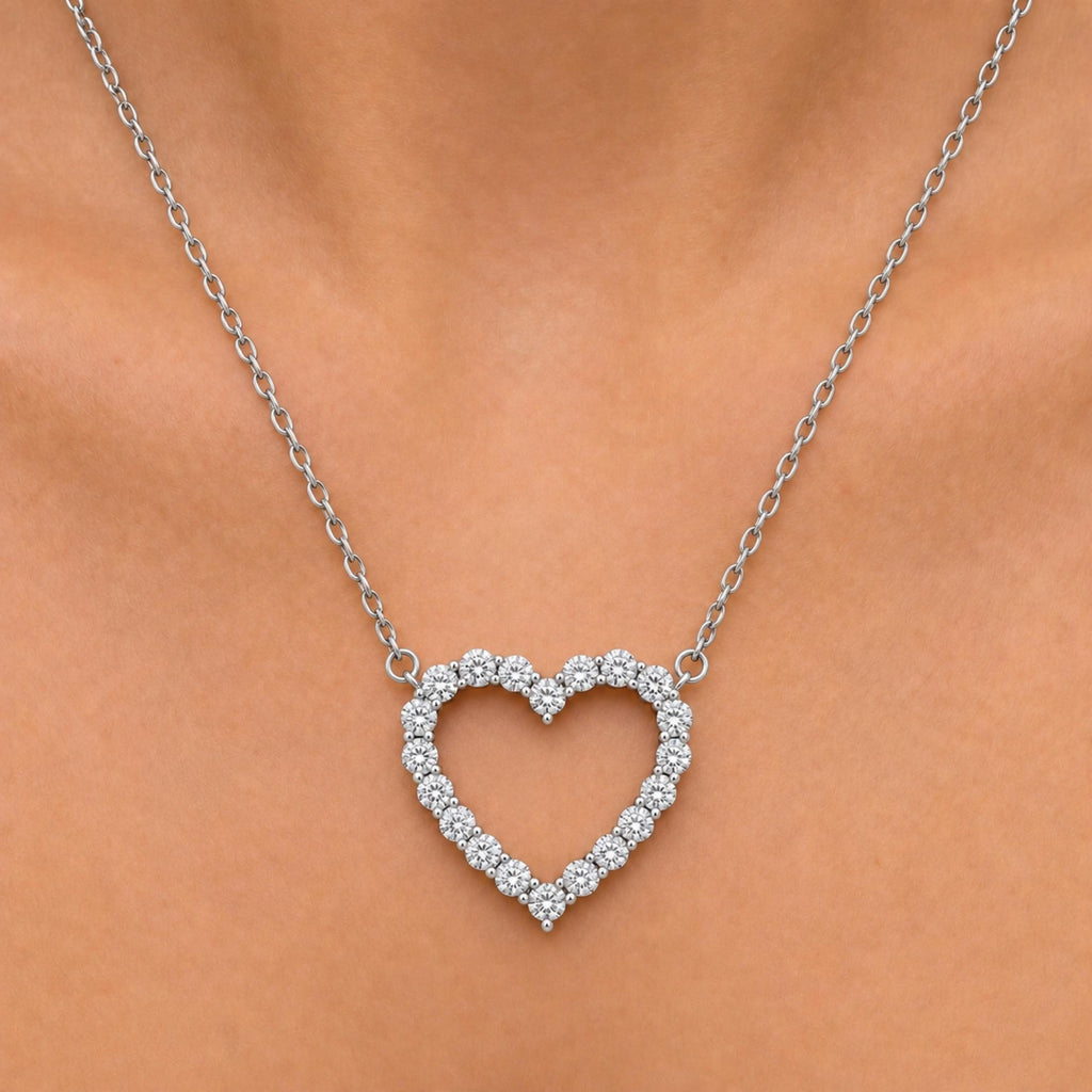 Diamonair Heart Pendant Set - Lab Grown Diamond Sterling Silver Heart Pendant
