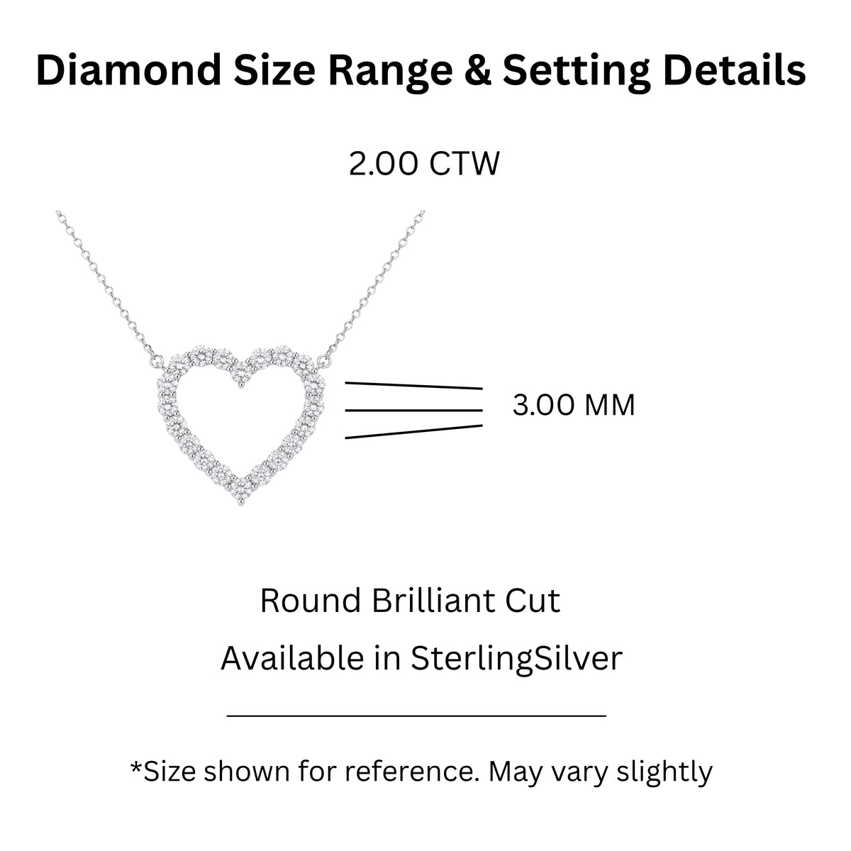 Diamonair Lab Grown Diamond (F/VS+) 2.00 carat Round cut Sterling Silver Heart Pendant - Sterling Silver | Gold over Silver