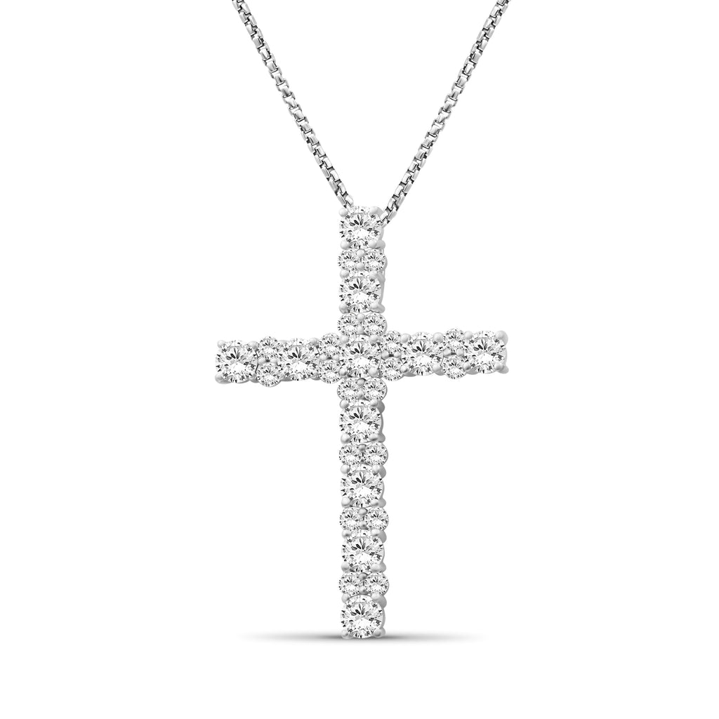 Diamonair Lab Grown Diamond (F/VS+) 2.00 carat Round cut Sterling Silver Cross Pendant - Sterling Silver | Gold over Silver