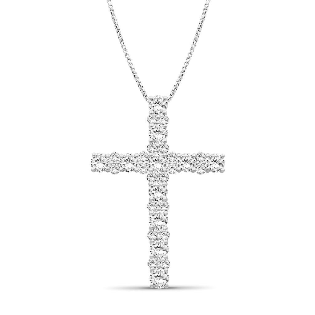 Diamonair Lab Grown Diamond (F/VS+) 2.00 carat Round cut Sterling Silver Cross Pendant - Sterling Silver | Gold over Silver