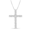 Diamonair Lab Grown Diamond (F/VS+) 2.00 carat Round cut Sterling Silver Cross Pendant - Sterling Silver | Gold over Silver