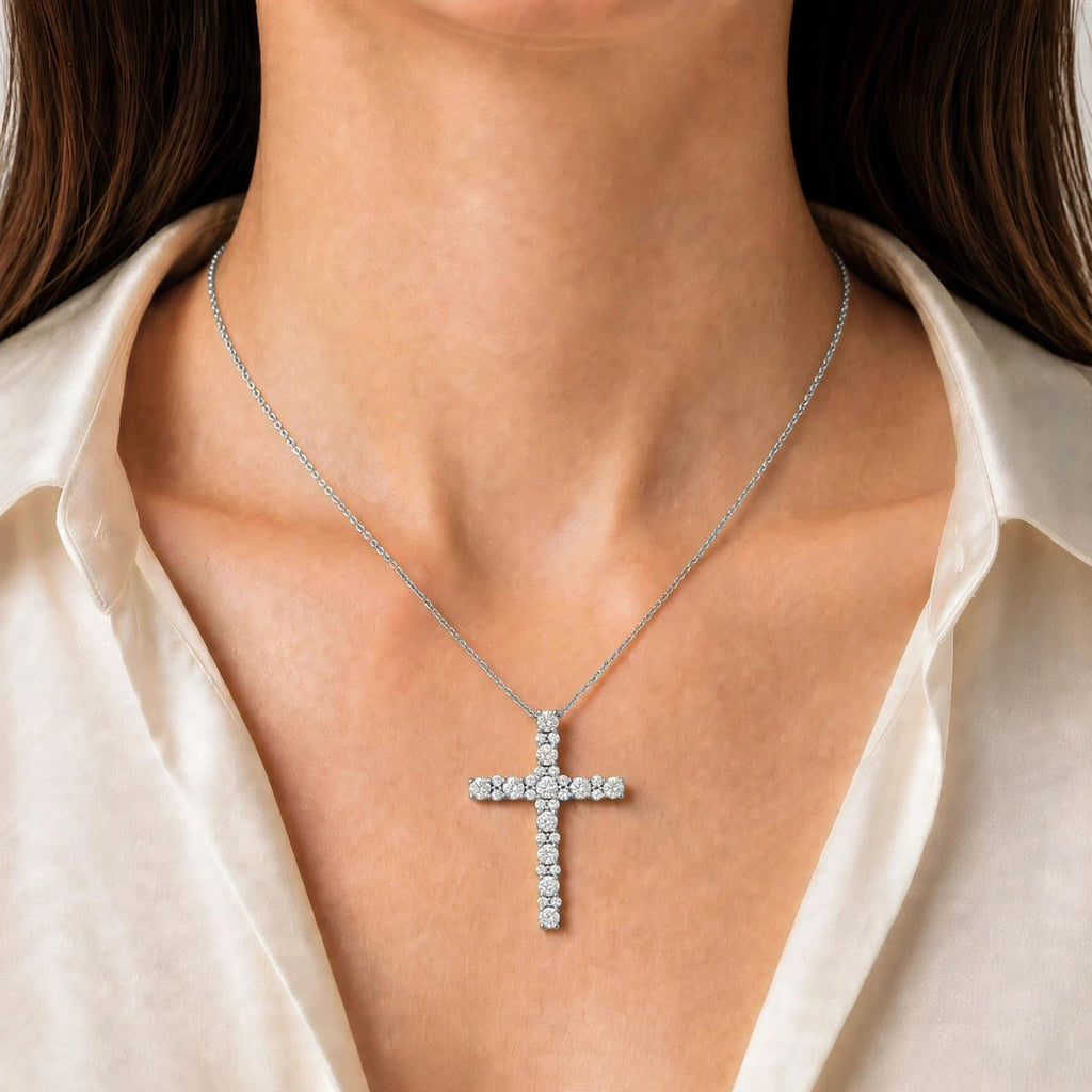Diamonair Cross Pendant Set - Lab Grown Diamond Sterling Silver Pendant