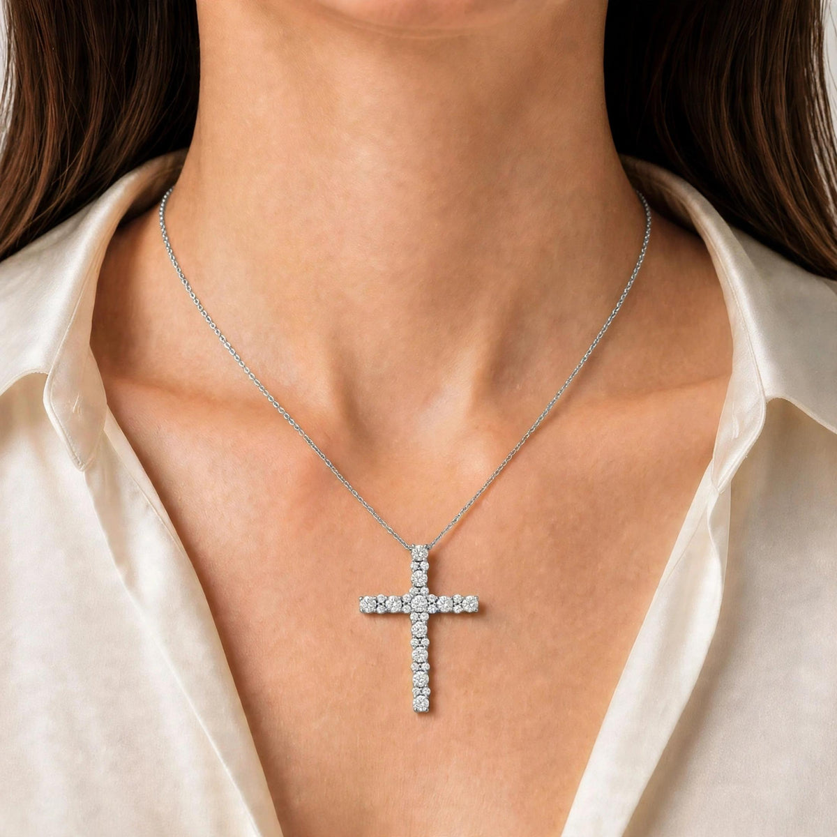 Diamonair Cross Pendant Set - Lab Grown Diamond Sterling Silver Pendant