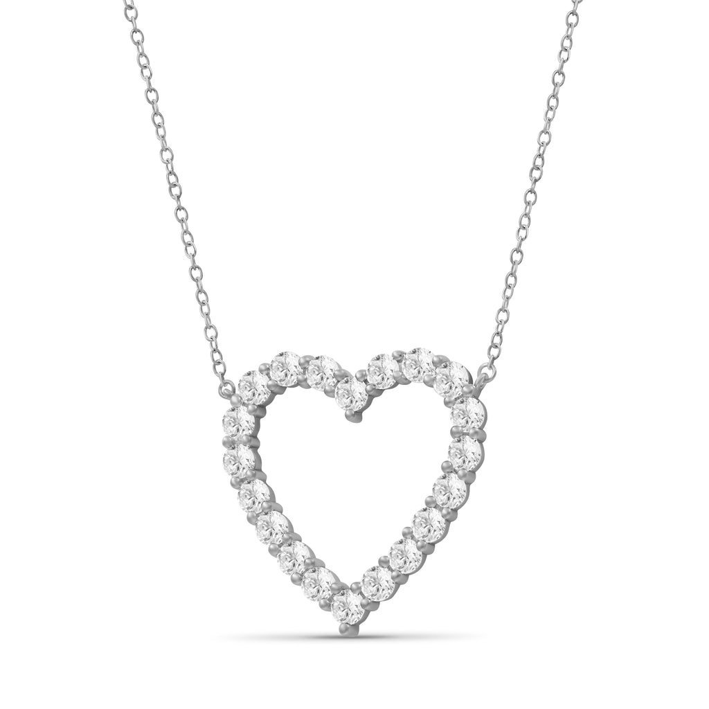 Diamonair Lab Grown Diamond (F/VS+) 3.00 carat Round cut Sterling Silver Heart Pendant - Sterling Silver | Gold over Silver