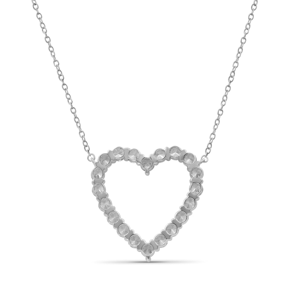 Diamonair Lab Grown Diamond (F/VS+) 3.00 carat Round cut Sterling Silver Heart Pendant - Sterling Silver | Gold over Silver