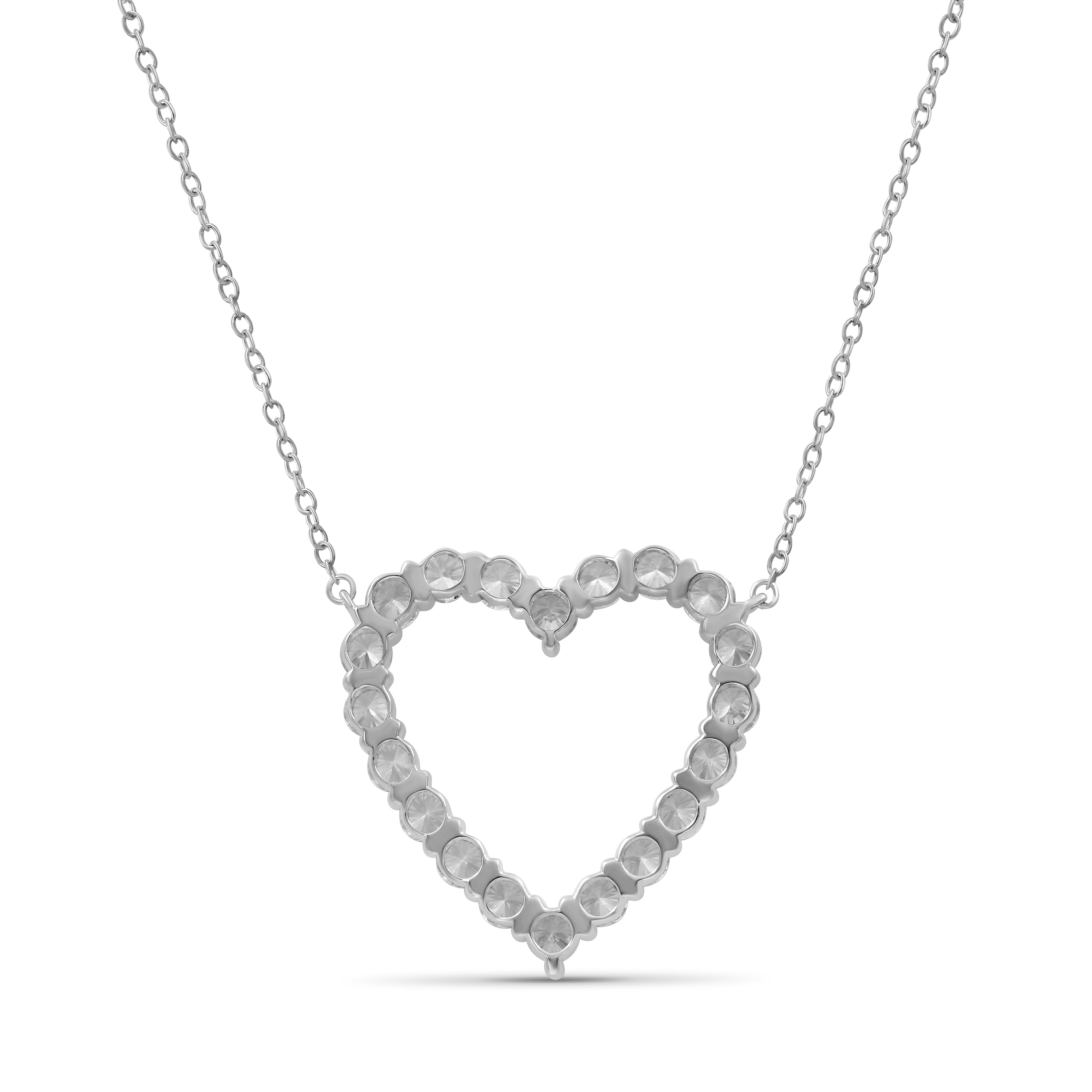 Diamonair Lab Grown Diamond (F/VS+) 3.00 carat Round cut Sterling Silver Heart Pendant - Sterling Silver | Gold over Silver