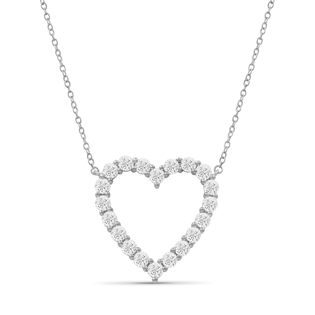 Diamonair Lab Grown Diamond (F/VS+) 3.00 carat Round cut Sterling Silver Heart Pendant - Sterling Silver | Gold over Silver