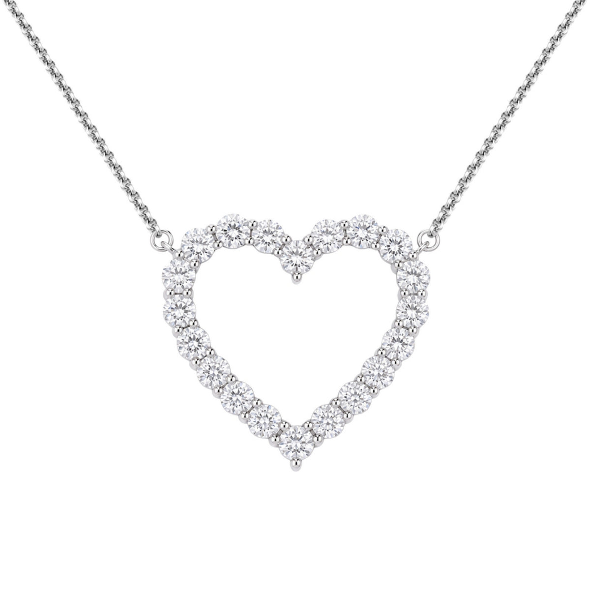Diamonair Lab Grown Diamond (F/VS+) 3.00 carat Round cut Sterling Silver Heart Pendant - Sterling Silver | Gold over Silver