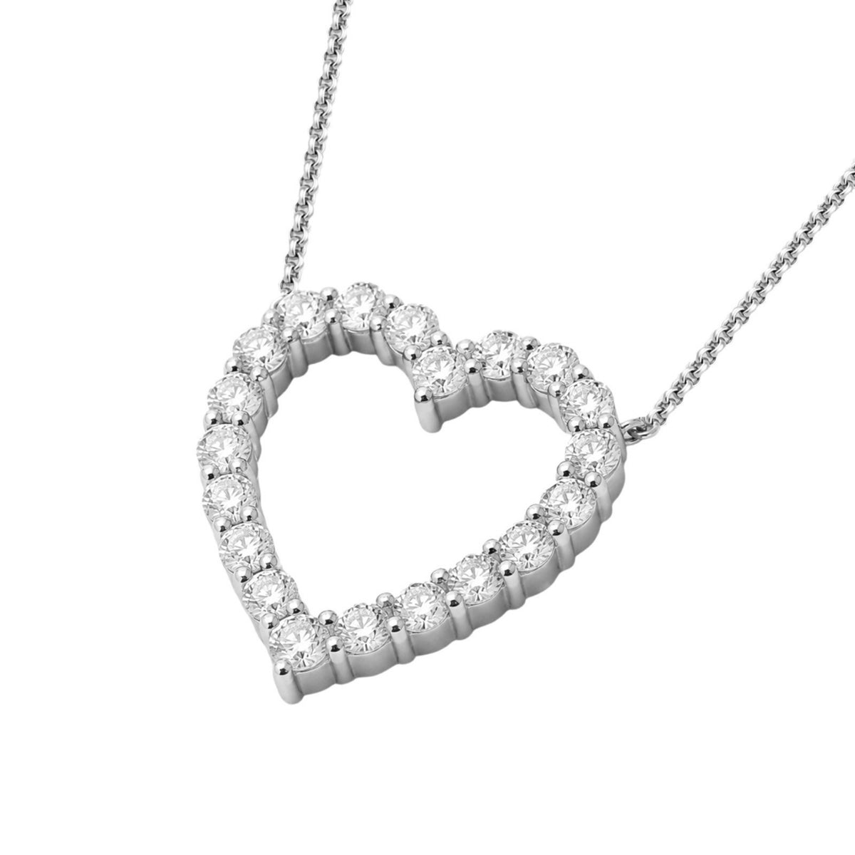 Diamonair Lab Grown Diamond (F/VS+) 3.00 carat Round cut Sterling Silver Heart Pendant - Sterling Silver | Gold over Silver