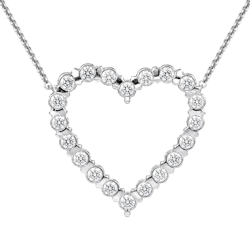 Diamonair Lab Grown Diamond (F/VS+) 3.00 carat Round cut Sterling Silver Heart Pendant - Sterling Silver | Gold over Silver