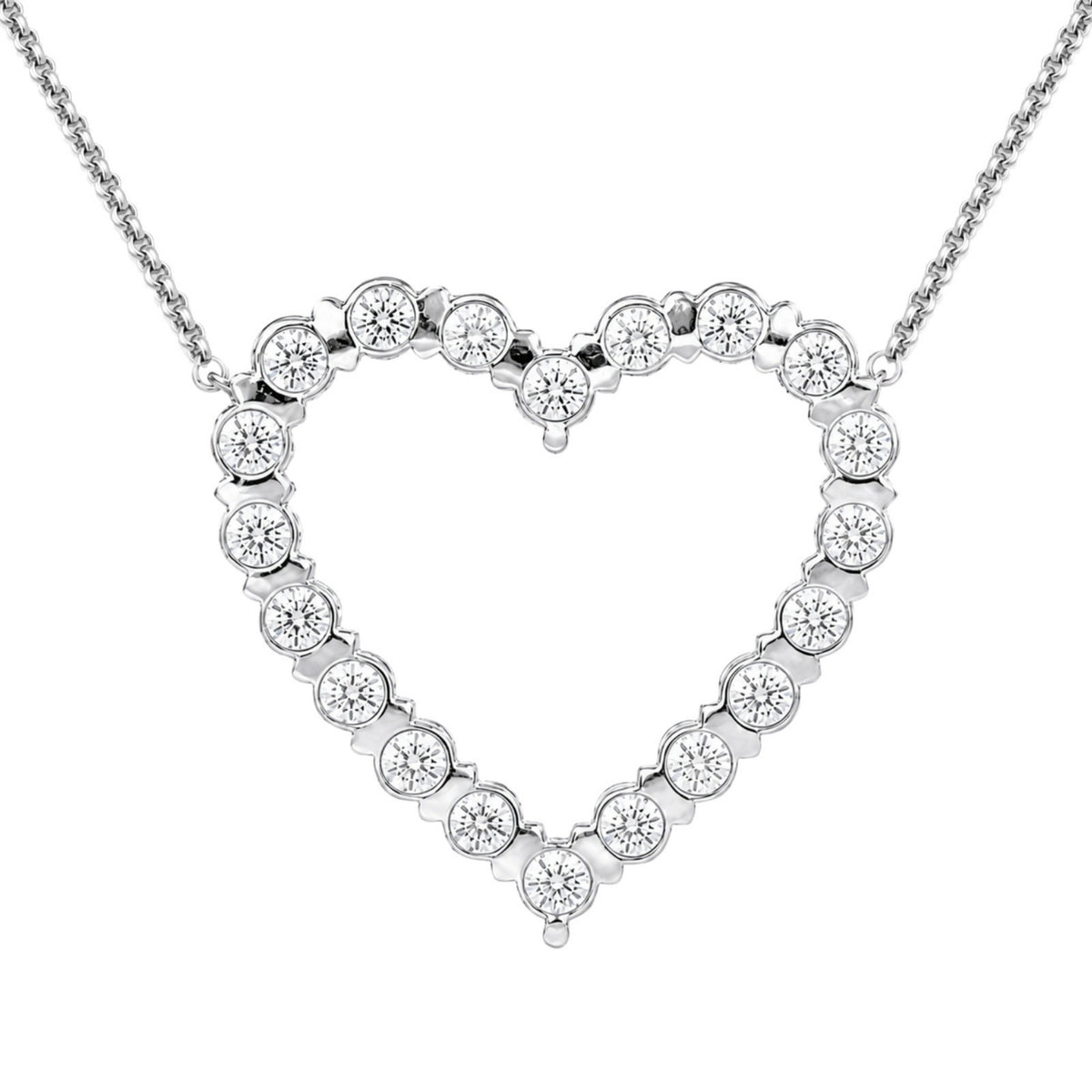 Diamonair Lab Grown Diamond (F/VS+) 3.00 carat Round cut Sterling Silver Heart Pendant - Sterling Silver | Gold over Silver