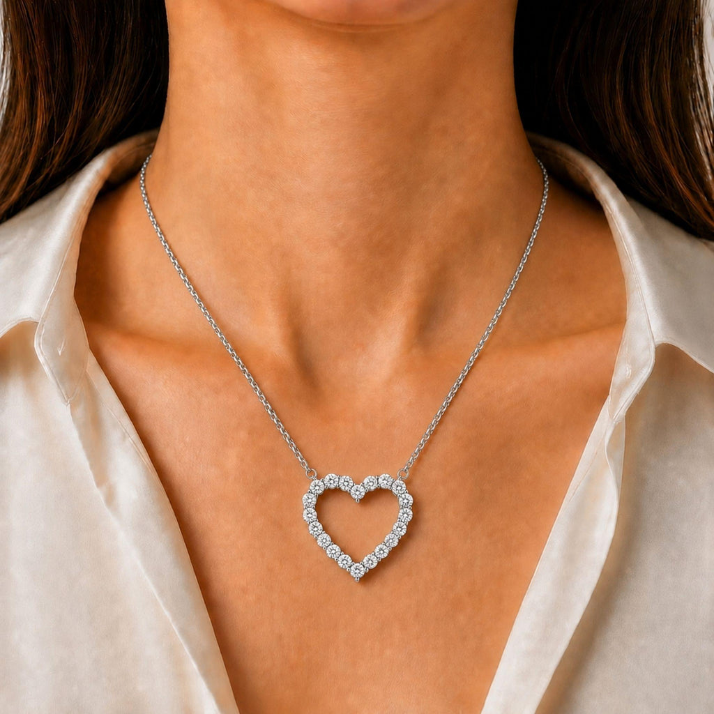 Diamonair Heart Pendant Set - Lab Grown Diamond Sterling Silver Heart Pendant