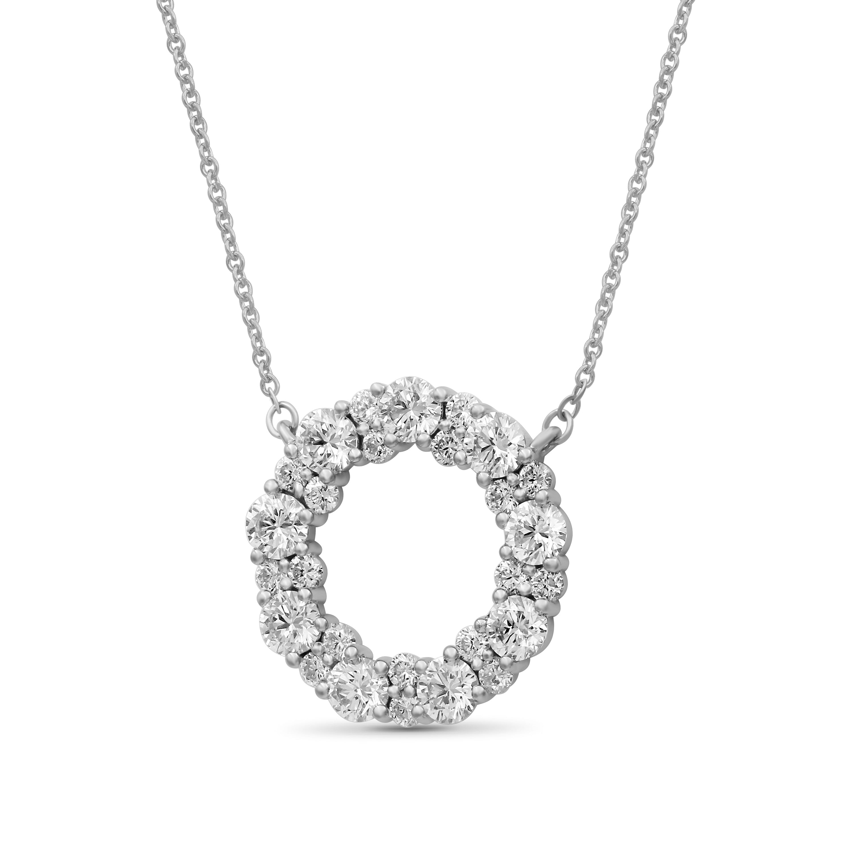 Diamonair Lab Grown Diamond (F/VS+) 2.00 carat Round cut Sterling Silver Circle Pendant - Sterling Silver | Gold over Silver
