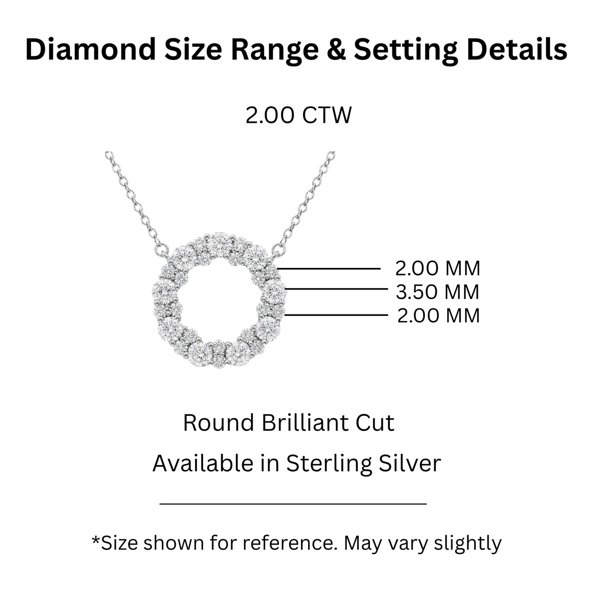 Diamonair Lab Grown Diamond (F/VS+) 2.00 carat Round cut Sterling Silver Circle Pendant - Sterling Silver | Gold over Silver