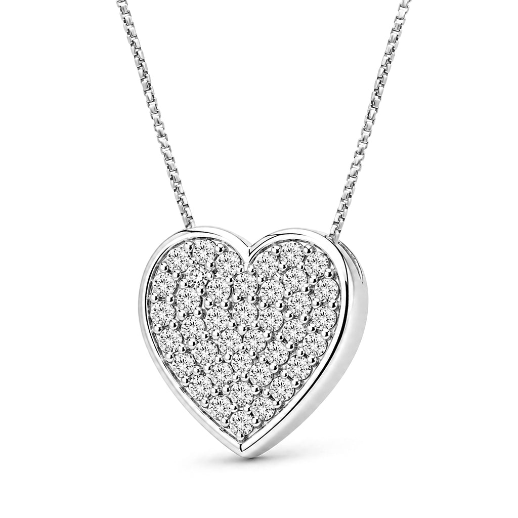 Diamonair Lab Grown Diamond (F/VS+) 1.00 carat Round cut Sterling Silver Heart Pendant - Sterling Silver