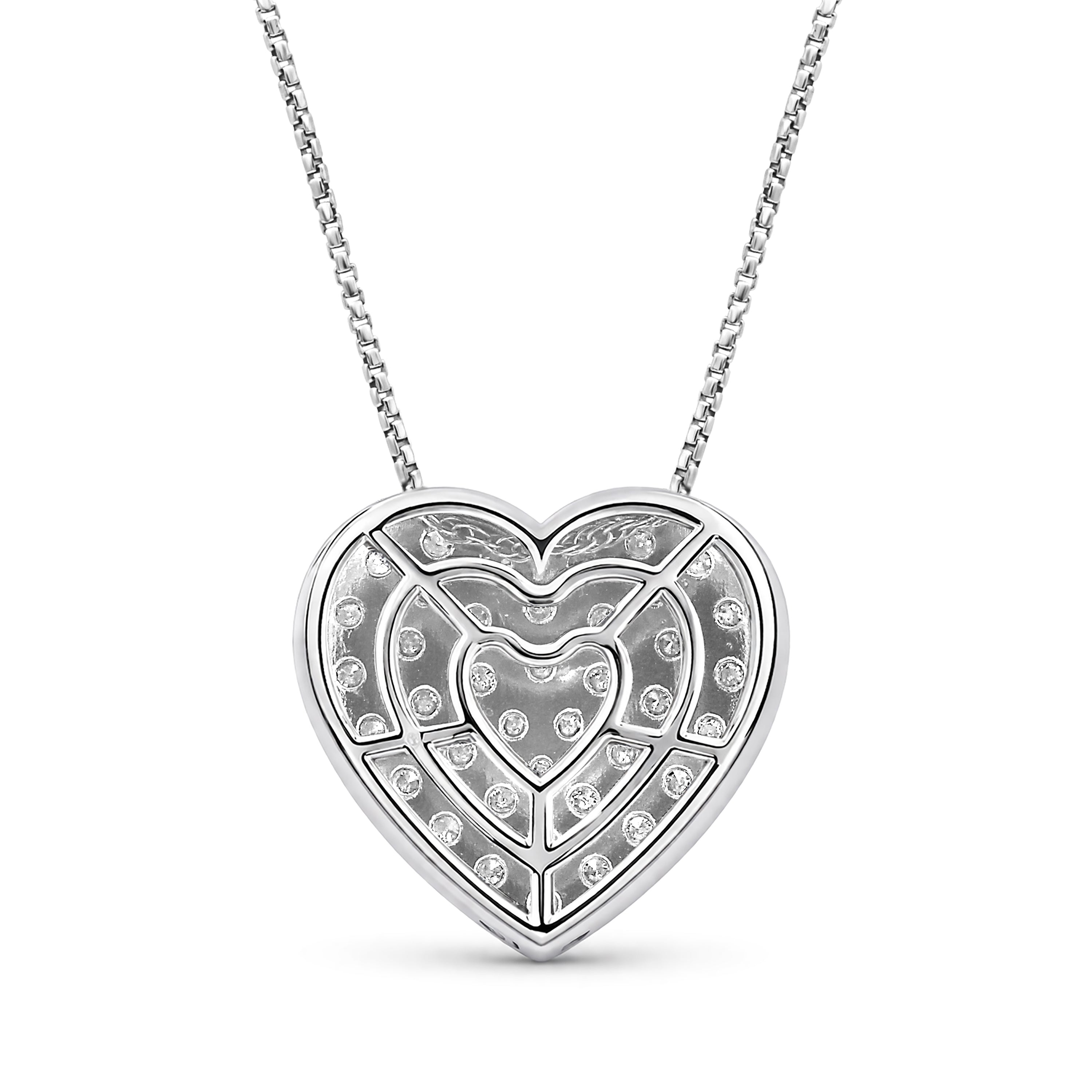 Diamonair Lab Grown Diamond (F/VS+) 1.00 carat Round cut Sterling Silver Heart Pendant - Sterling Silver