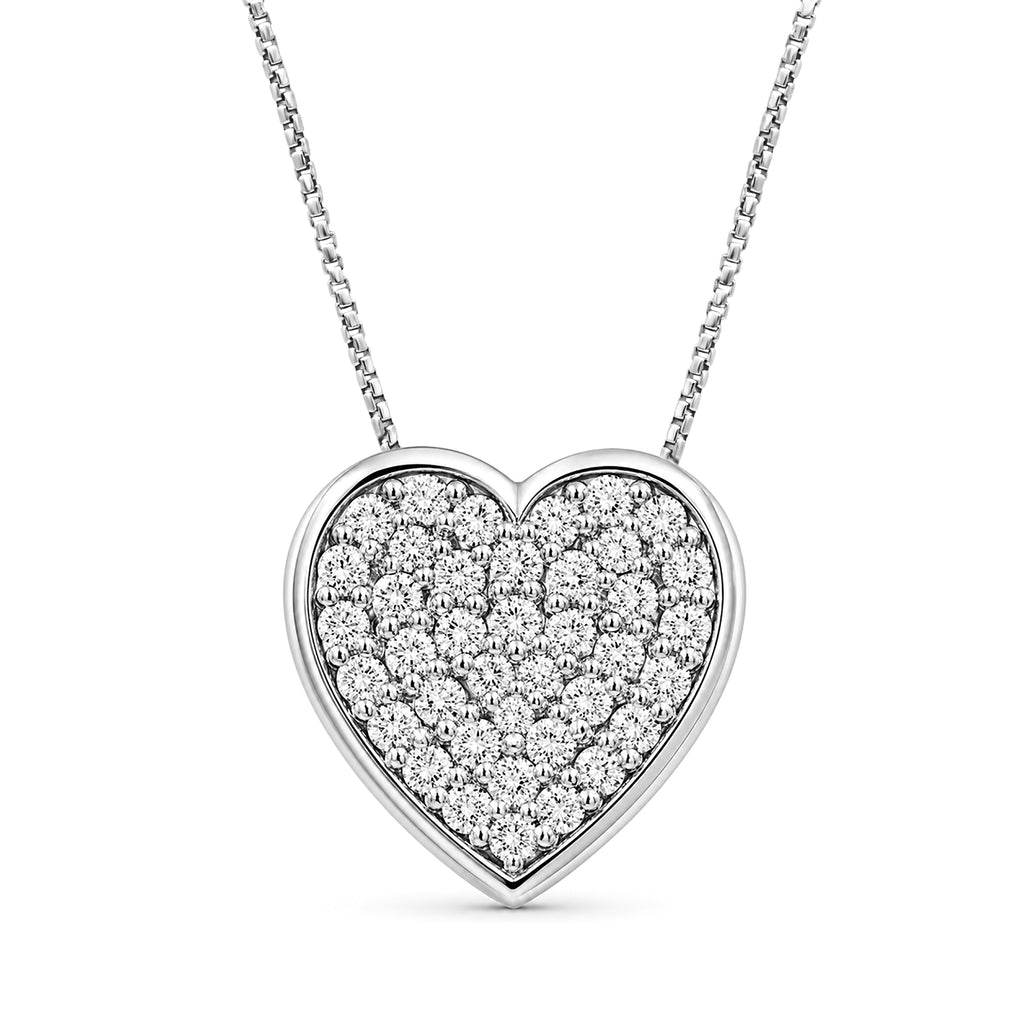 Diamonair Lab Grown Diamond (F/VS+) 1.00 carat Round cut Sterling Silver Heart Pendant - Sterling Silver