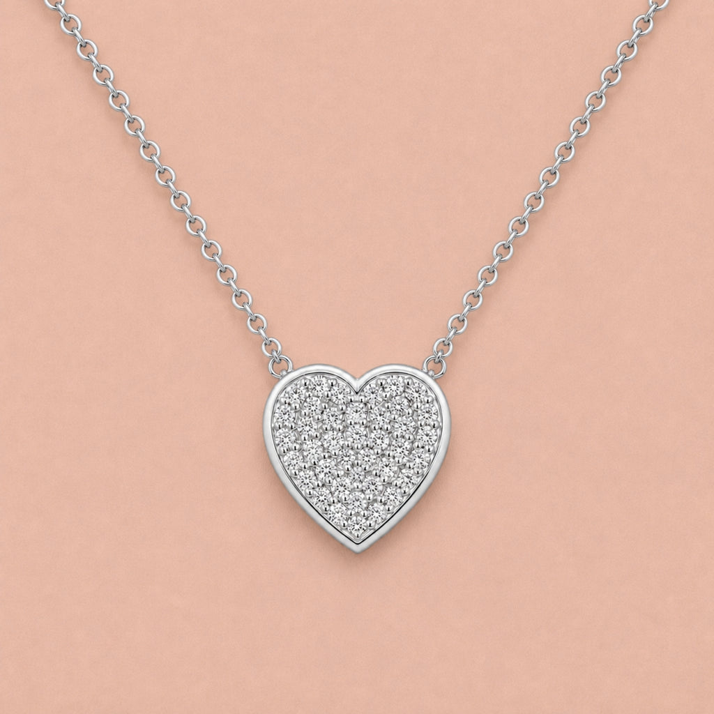 Diamonair Lab Grown Diamond (F/VS+) 1.00 carat Round cut Sterling Silver Heart Pendant - Sterling Silver