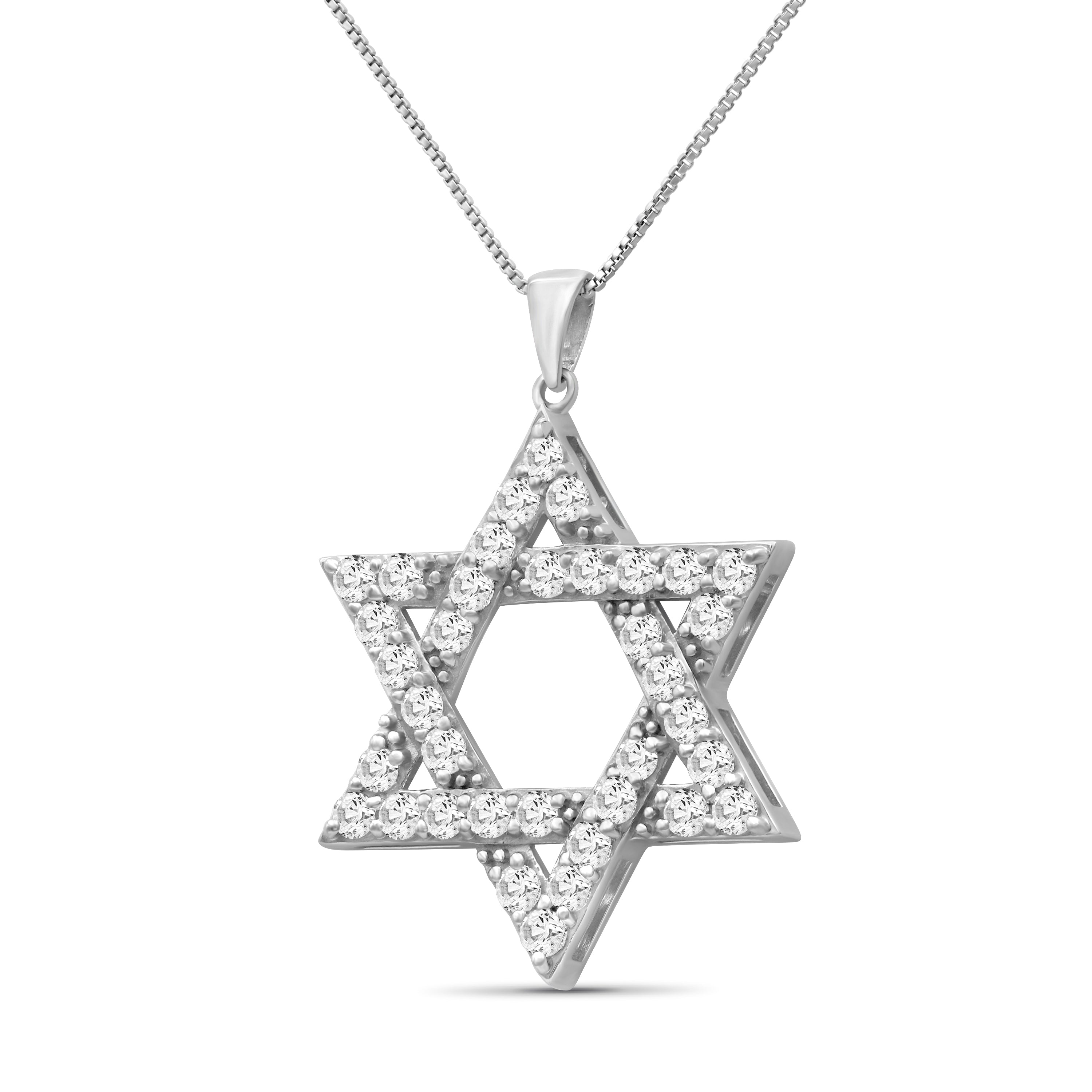 Diamonair Lab Grown Diamond (F/VS+) 2.00 carat Round cut Sterling Silver Star Pendant - Sterling Silver | Gold over Silver