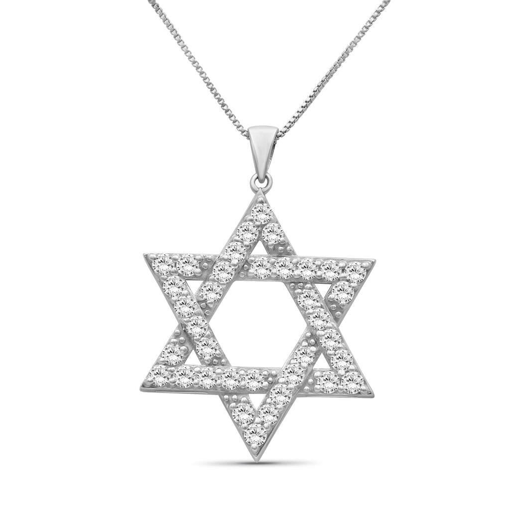 Diamonair Lab Grown Diamond (F/VS+) 2.00 carat Round cut Sterling Silver Star Pendant - Sterling Silver | Gold over Silver