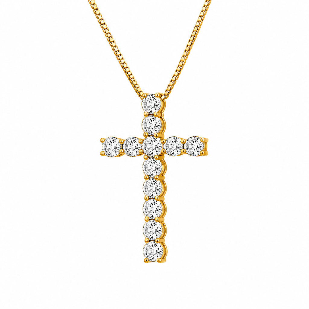 Diamonair Lab Grown Diamond (F/VS+) 1.00 carat Round cut Sterling Silver Cross Pendant - Sterling Silver | Gold over Silver