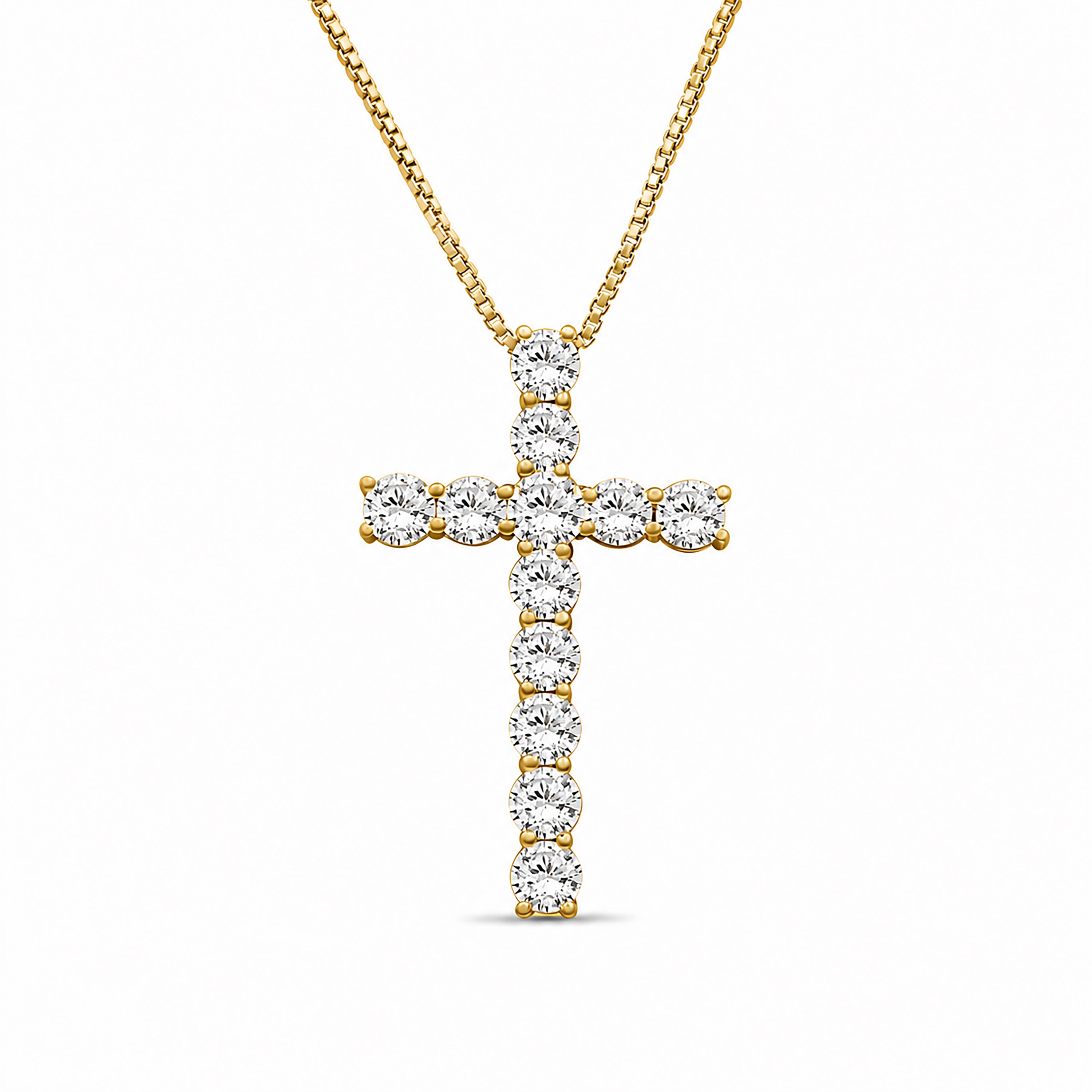 Diamonair Lab Grown Diamond (F/VS+) 1.00 carat Round cut Sterling Silver Cross Pendant - Sterling Silver | Gold over Silver