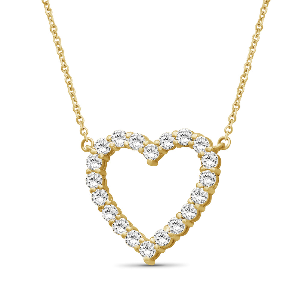 Diamonair Lab Grown Diamond (F/VS+) 1.00 carat Round cut Sterling Silver Heart Pendant - Sterling Silver | Gold over Silver