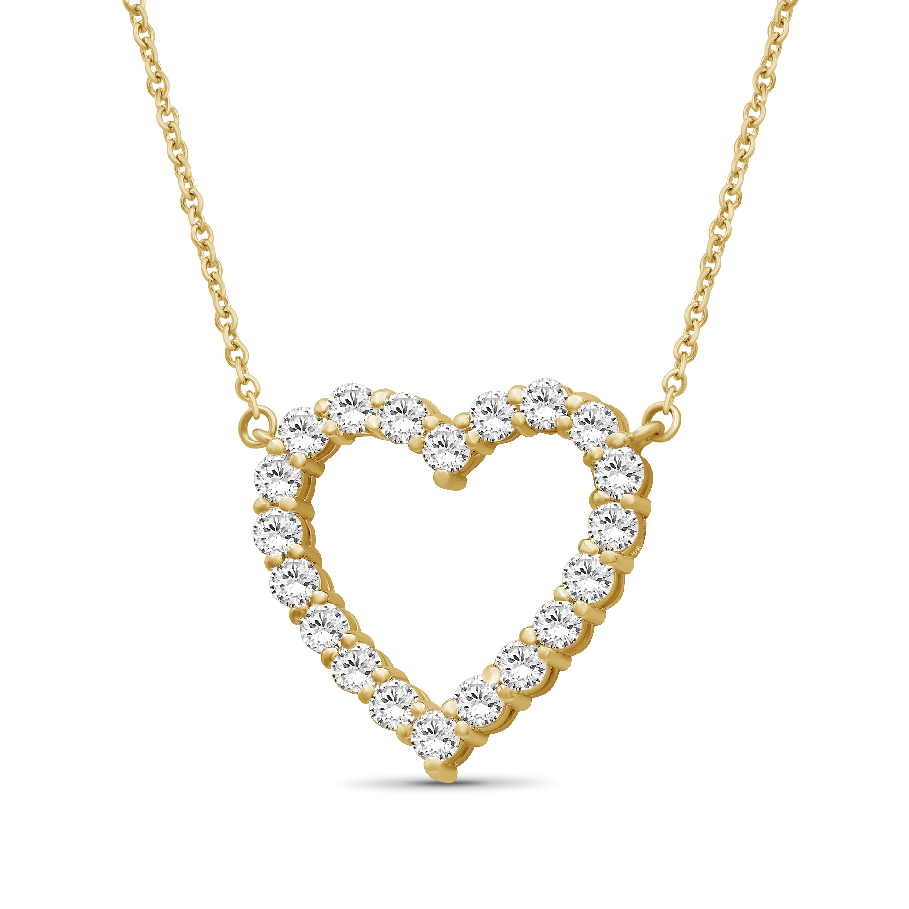 Diamonair Lab Grown Diamond (F/VS+) 1.00 carat Round cut Sterling Silver Heart Pendant - Sterling Silver | Gold over Silver