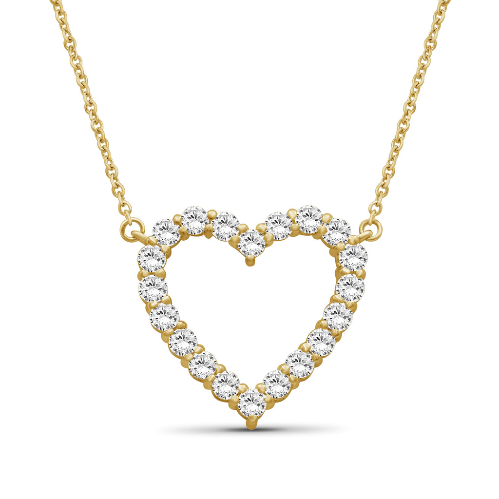 Diamonair Lab Grown Diamond (F/VS+) 1.00 carat Round cut Sterling Silver Heart Pendant - Sterling Silver | Gold over Silver