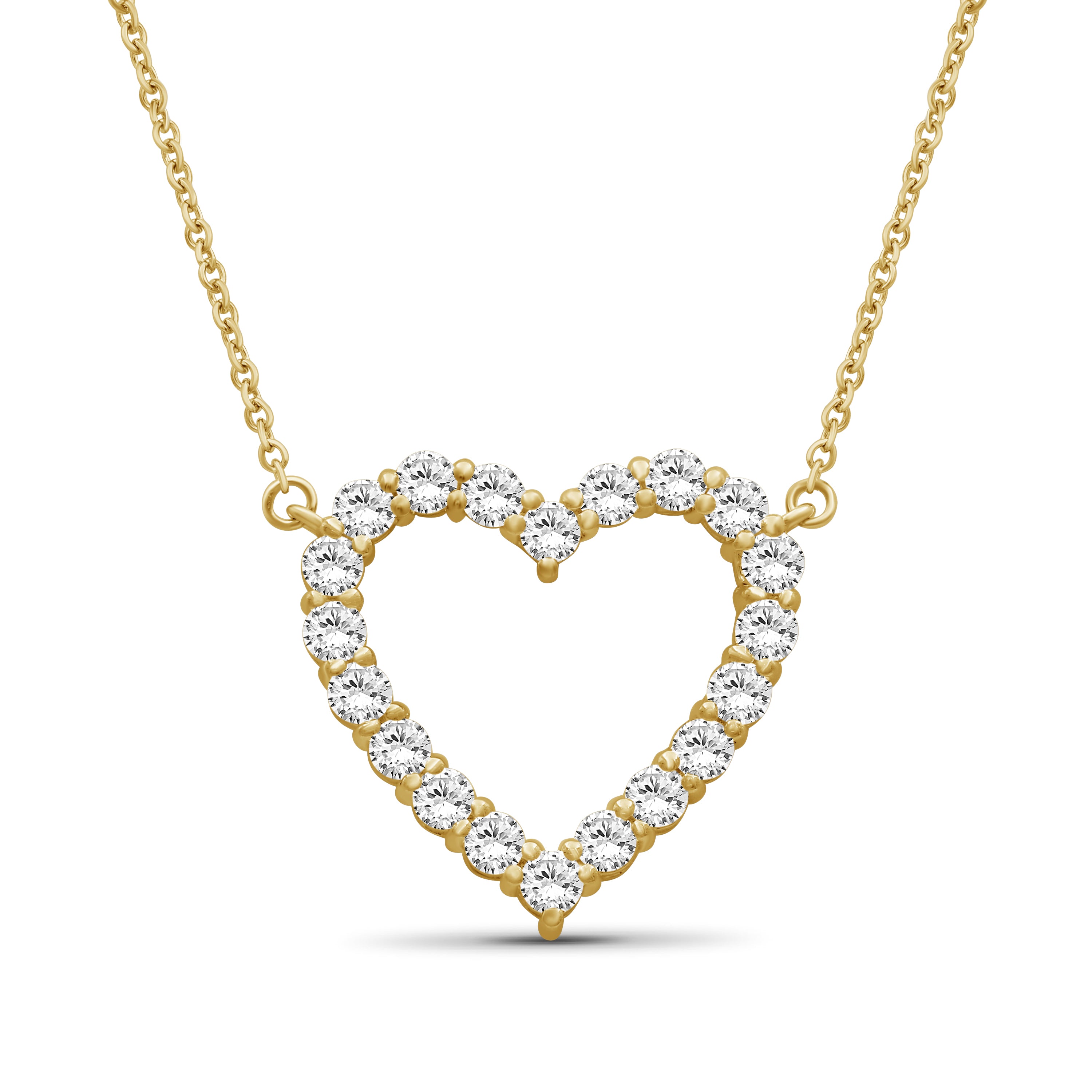 Diamonair Lab Grown Diamond (F/VS+) 1.00 carat Round cut Sterling Silver Heart Pendant - Sterling Silver | Gold over Silver
