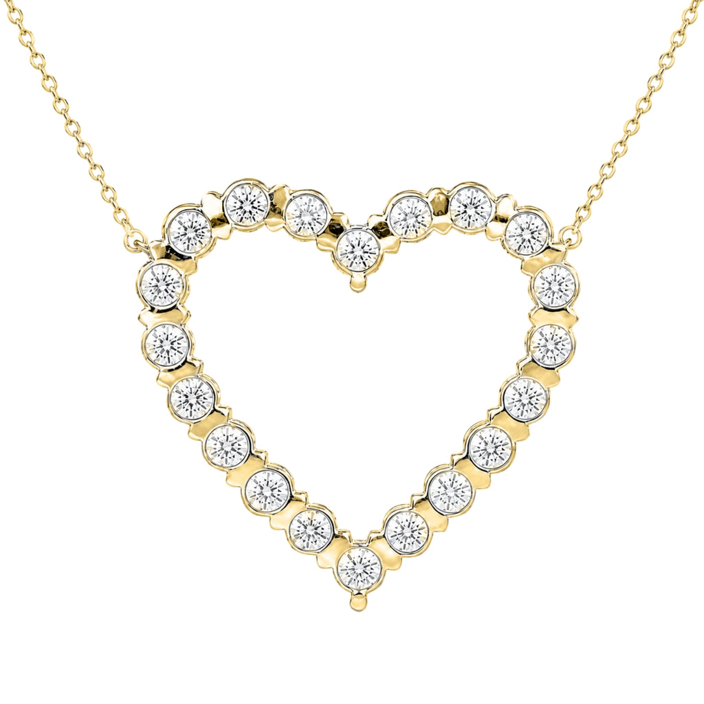 Diamonair Lab Grown Diamond (F/VS+) 1.00 carat Round cut Sterling Silver Heart Pendant - Sterling Silver | Gold over Silver